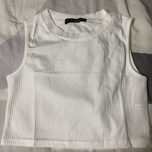 ZAFUL white high neck crop top